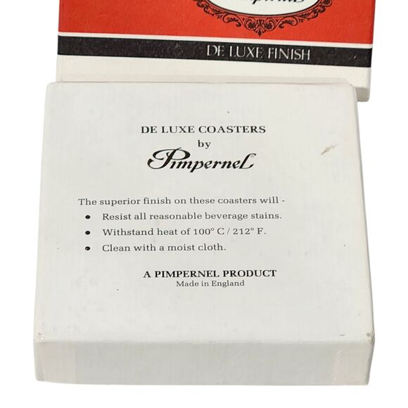 6 Pimpernel Spode Christmas Tree Coasters Cork Back Square w/Box De Luxe Finish - Picture 4 of 7